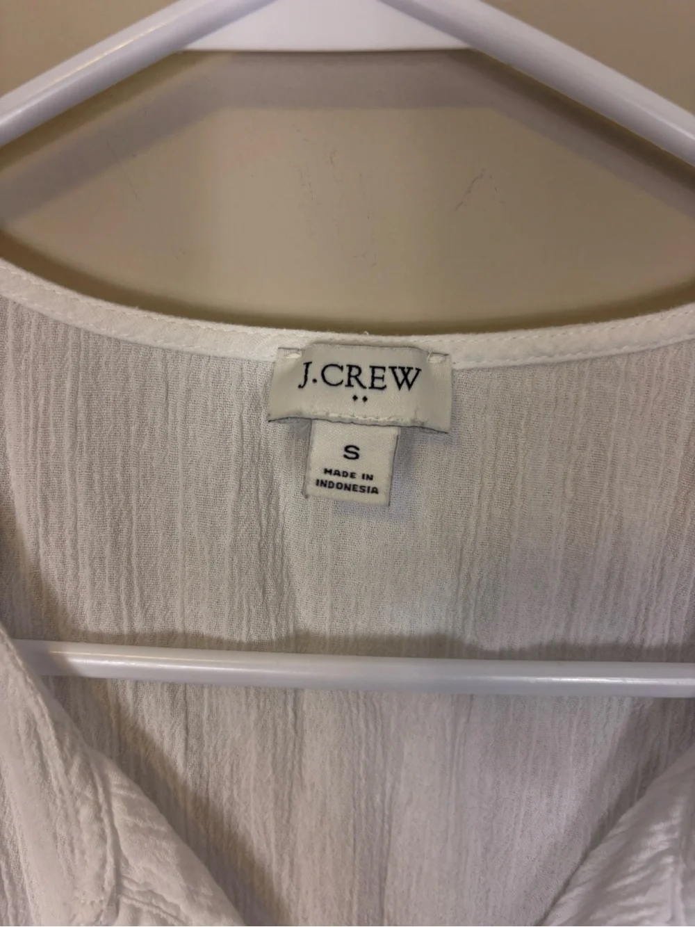 J. Crew White Gauze Tassel Trim V-Neck Top with Multicolor Stripe Small